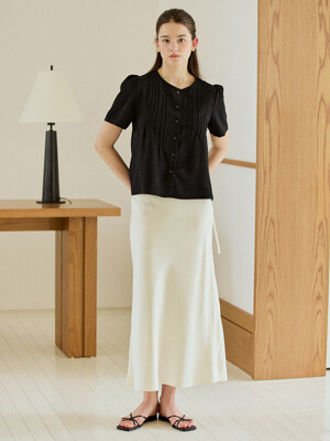 SATIN LONG SKIRT_CREAM