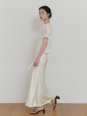 SATIN LONG SKIRT_CREAM
