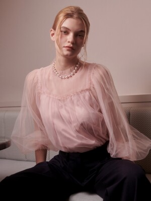 Peony Puff Tulle Blouse [Pink]