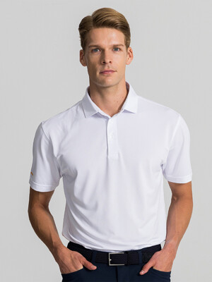 White Solid Performance Polo Tee
