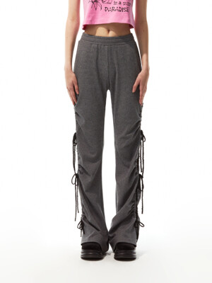 OPEN-SIDE RIBBED PANTS (CHARCOAL)