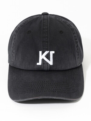 KN LOGO PIGMENT WASHED BALL CAP (BLACK)