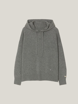 Cashmere 100% Zoe Hoodie Pullover (Smoke Grey)