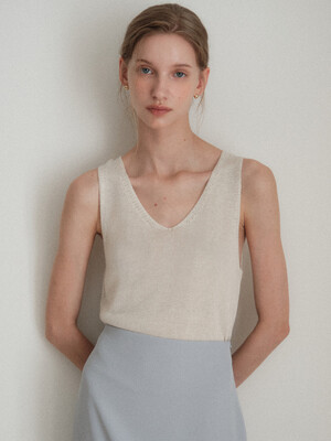 V-Neck Sleeveless Knit_2color