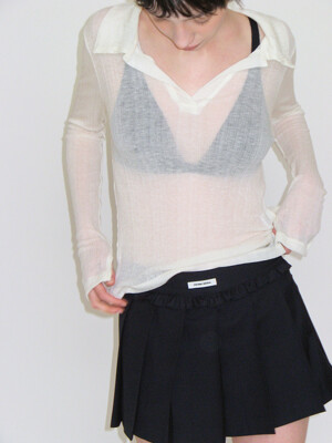 SHEER COLLARED TOP_IVORY