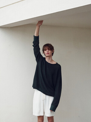 Linen paper shirts sleeve pullover_Forest