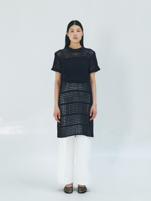 TFR PAPER NETTING KNIT DRESS_2COLORS