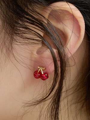 golden cherry earrings