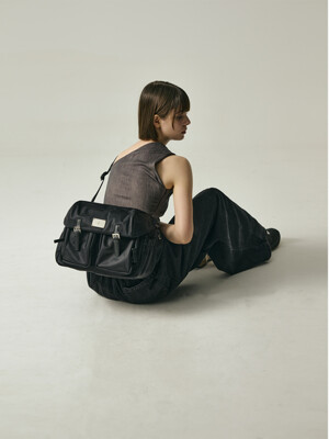 SYMBOL NYLON 2-POCKET CROSS BAG[BLACK]