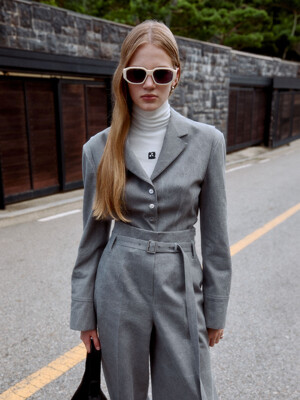 FIRENZE Button Detail Tailored Cropped Jacket_Gray