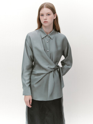 Waist Lace-Up Wrap Shirts MINT