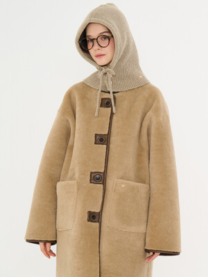 MET shearling fur long mustang beige