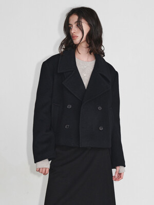 Cropped Wool Fringe Pea Coat SW4WJ917-10