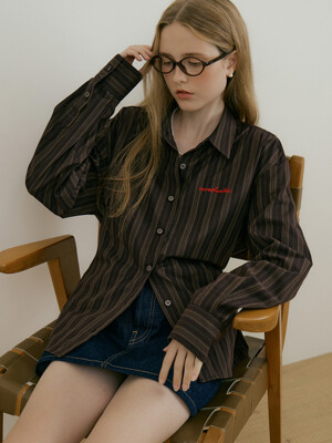 STRIPE STRING SHIRT - DARK BROWN