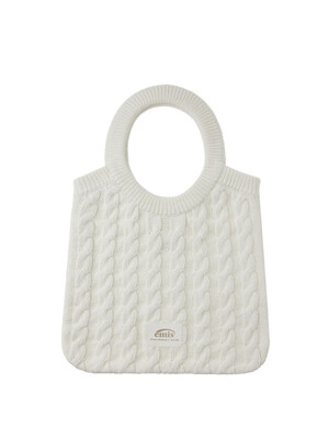 CABLE COTTON KNIT BAG-WHITE
