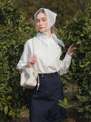 NESIS unbalance slant shirt_white