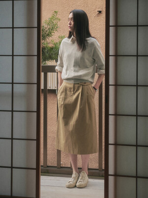 [강수PICK] BRIT PINTUCK SKIRT_KHAKI BEIGE