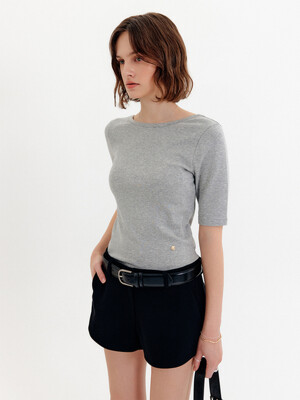 올리버 백 포인트 티셔츠_그레이 / OLIVER BACK POINT T-SHIRT_GREY