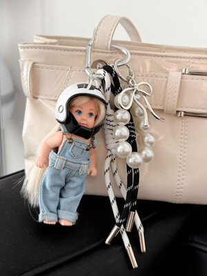 Ribbon Pearl Rider Girls Keyring VKEYRING_001