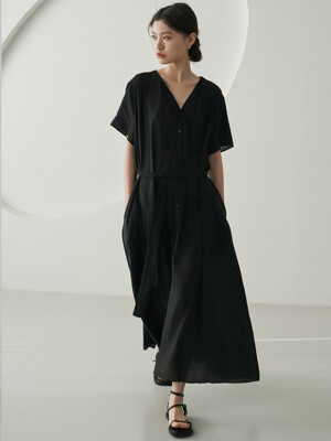 robe long dress / BLACK
