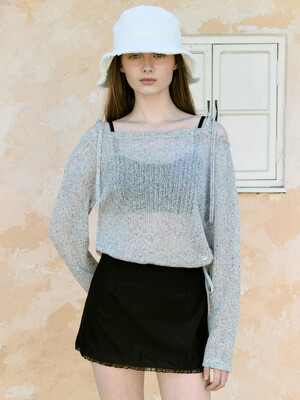 SEE-THROUGH STRING KNIT GRAY
