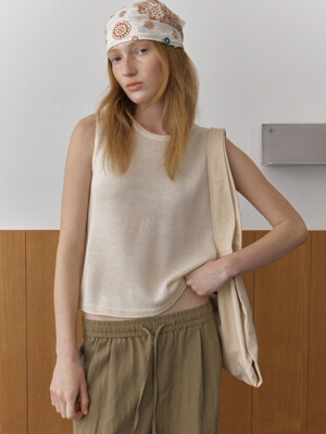 DIAGONAL BUTTONS SLEEVELESS KNIT_IVORY