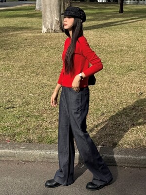 Tailored Straight Denim Pants_2color