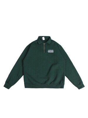 W.F.M Logo Embroidered 1/4 Zip Sweatshirt (Forest Green)