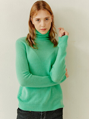 심플 롤 넥 캐시미어 풀오버 Simple Rollneck Pullover(Imegreen)