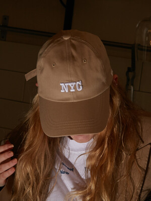 Beige `NYC` Embroidery Cap