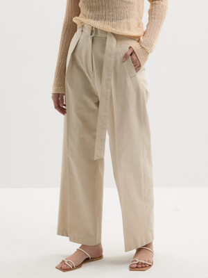 Dense cotton wide pant - Beige