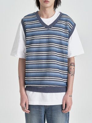 Ethnic Knit Vest (Blue)