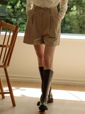 Corduroy two turk short pants_Beige