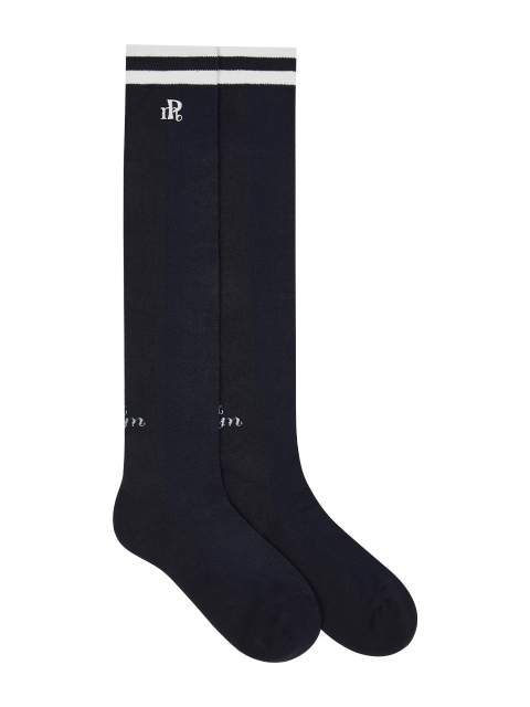 패션액세서리,스포츠웨어,골프 - 포트메인 (PORT MAYNE) - STRIPE JACQUARD KNEE SOCKS - NAVY