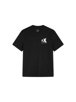 AX 남성 언발 로고 크루넥 티셔츠_블랙(A413130004)