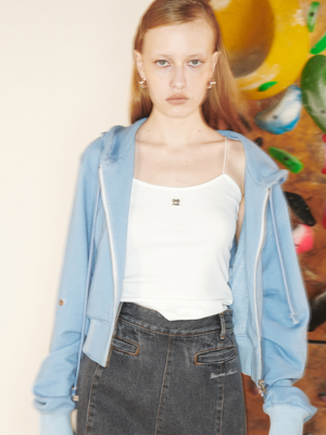 Charlotte Crop Zip-up Hoodie Sky Blue