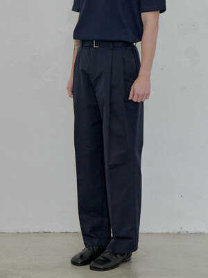 SOLOTEX BELTED TWO TUCK PANTS (Navy)