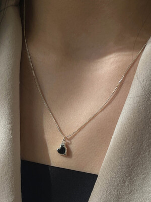 [92.5 silver]twist heart long necklace