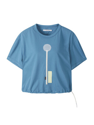 Patchwork Crop Shirring T-shirt_RJTAM23706BUX