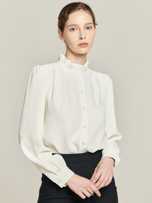 Coco Frill Shirring Blouse_Cream