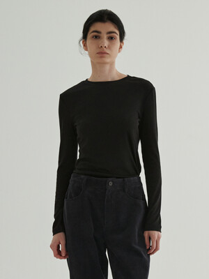 Loose fit Wool Tencel Top (Black)