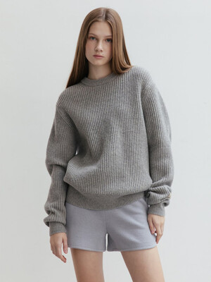 Shetland Wool Pullover  Grey (WE3Y51C933)