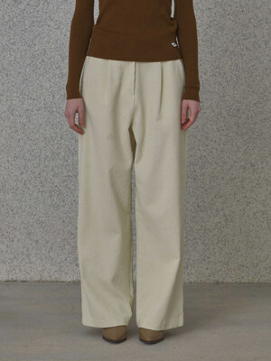 CORDUROY PLEATED PANTS (IVORY)