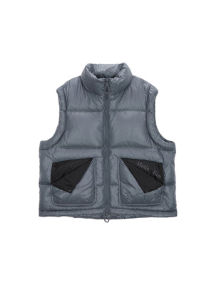 FOLDED POCKET DOWN VEST FOR WOMEN IN GREY