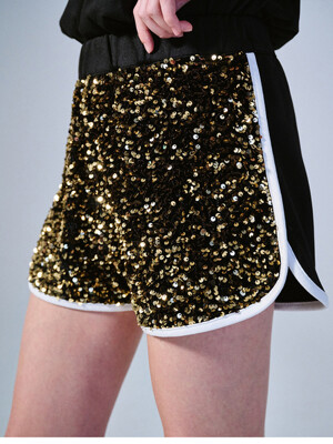 SEQUIN SHORTS_GOLD WHITE