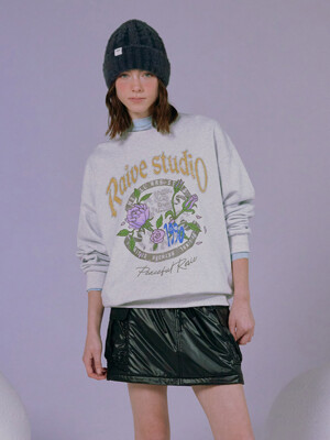 Rosemotif Graphic Sweatshirt in M/Grey VW3AE106-1F