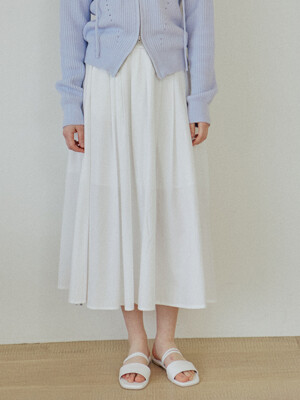 SHIRRING LONG SKIRT_WHITE