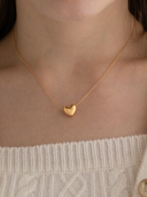 [Silver 925] Plump Heart Necklace SN214 - Gold