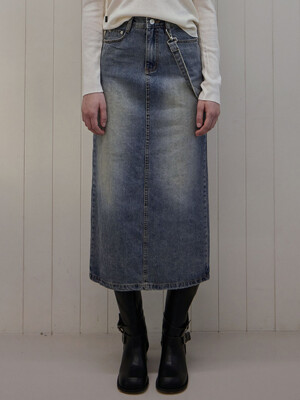 JADE DENIM STRAP LONG SKIRT