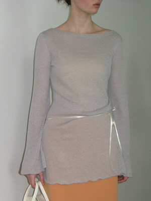 Bell Sleeves Mini Dress Light Grey